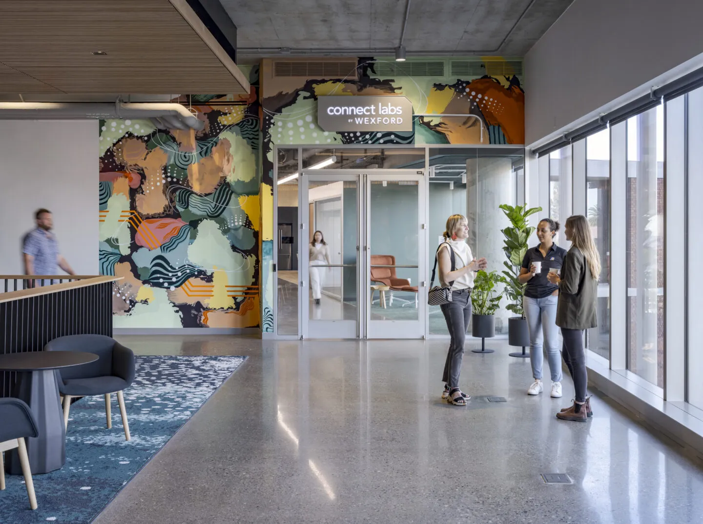 Connect Labs entrance with mural